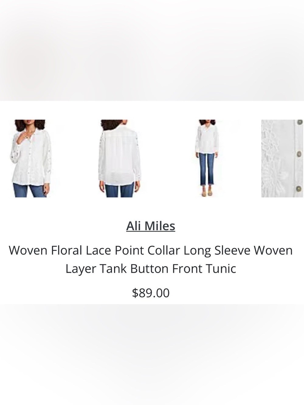 Ali Miles long sleeve lace shirt petite XL - Picture 4 of 6